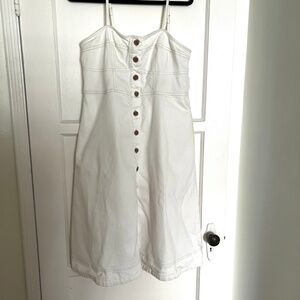 Women's Off White Denim Button Dress w/Pockets